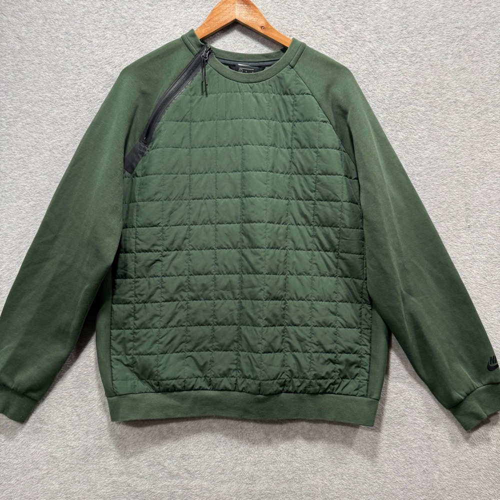 Nike Mens L Sportswear Tech Pack Quilted Crew Sweatshirt BV3697-337 Green
